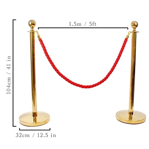 1 Prestige Brass Pole With 1 Red Braided Rope Product Gallery Image