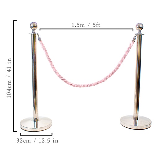 2 Prestige Chrome Poles With 1 Pink Braided Rope Product Gallery Image