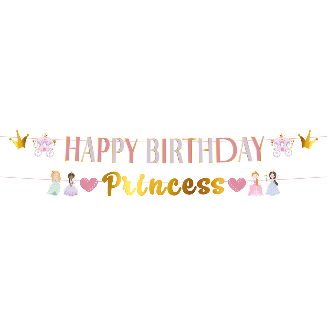 Pretty Princess Birthday Cardboard Letter Banner 1.7m