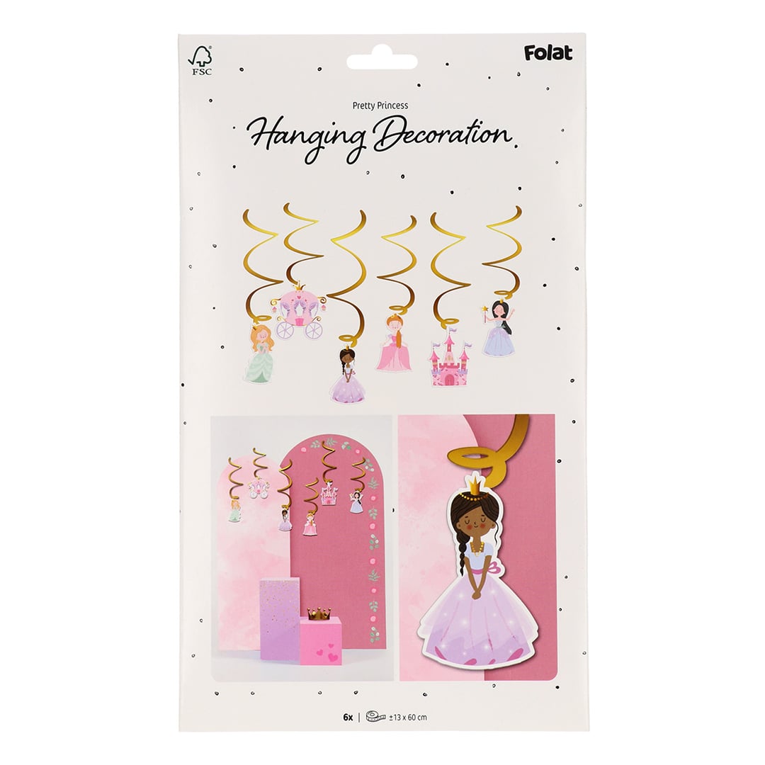 Pretty Princess Hanging Swirl Decorations - Pack of 6 Product Gallery Image