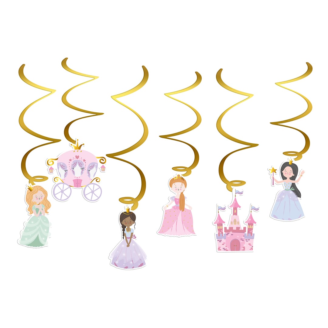 Pretty Princess Hanging Swirl Decorations - Pack of 6