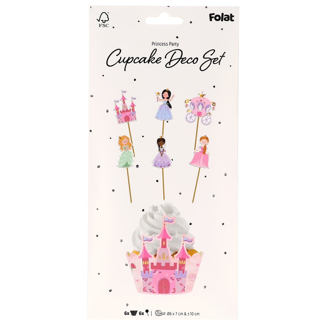 Pretty Princess Party Food Cake Picks & Cupcake Wraps Kit - Pack of 12 Product Gallery Image