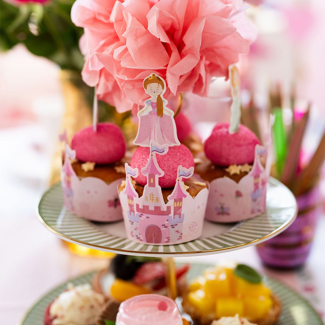 Pretty Princess Party Food Cake Picks & Cupcake Wraps Kit - Pack of 12 Product Gallery Image