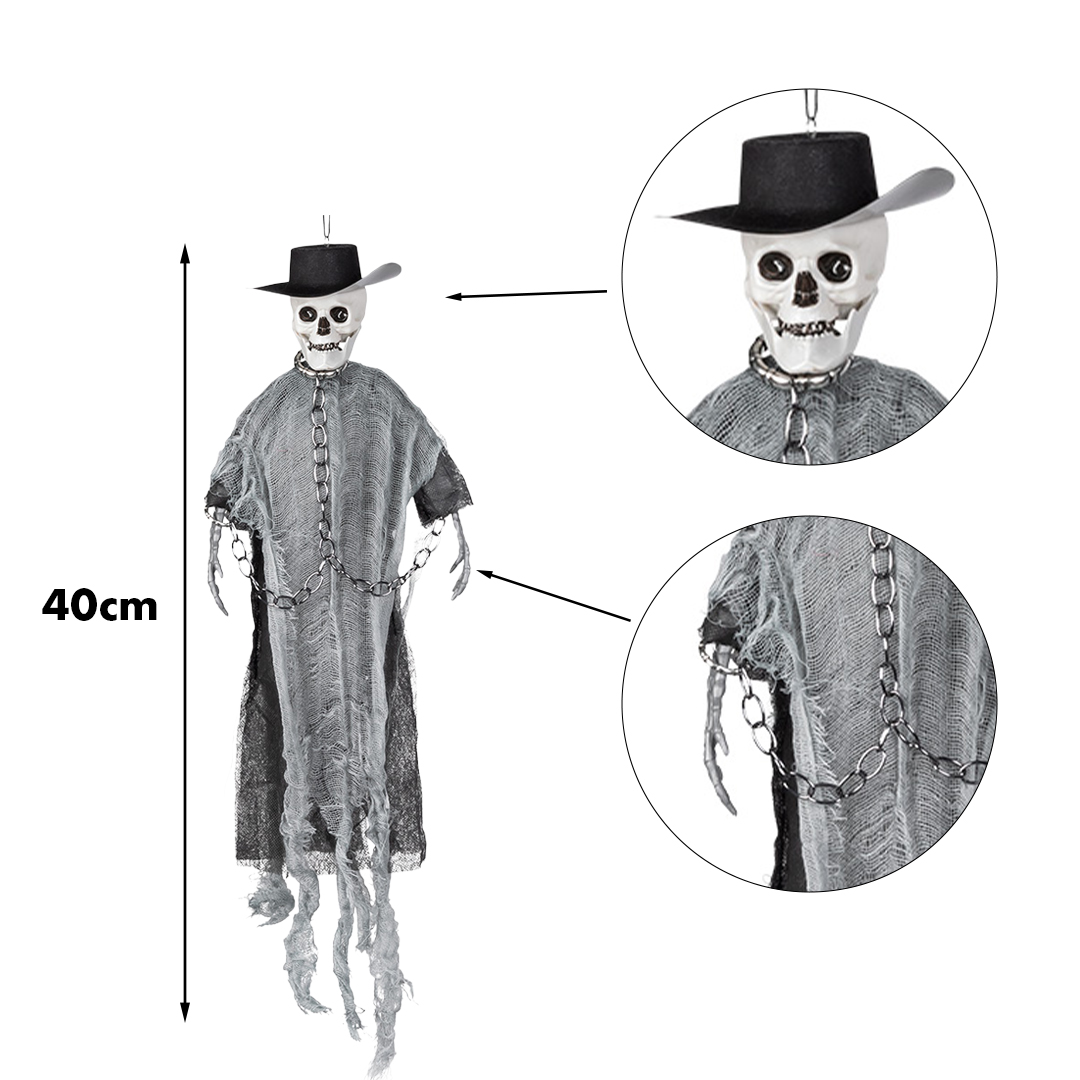 Priest Skeleton Settler Halloween Prop Hanging Decoration 40cm View 3