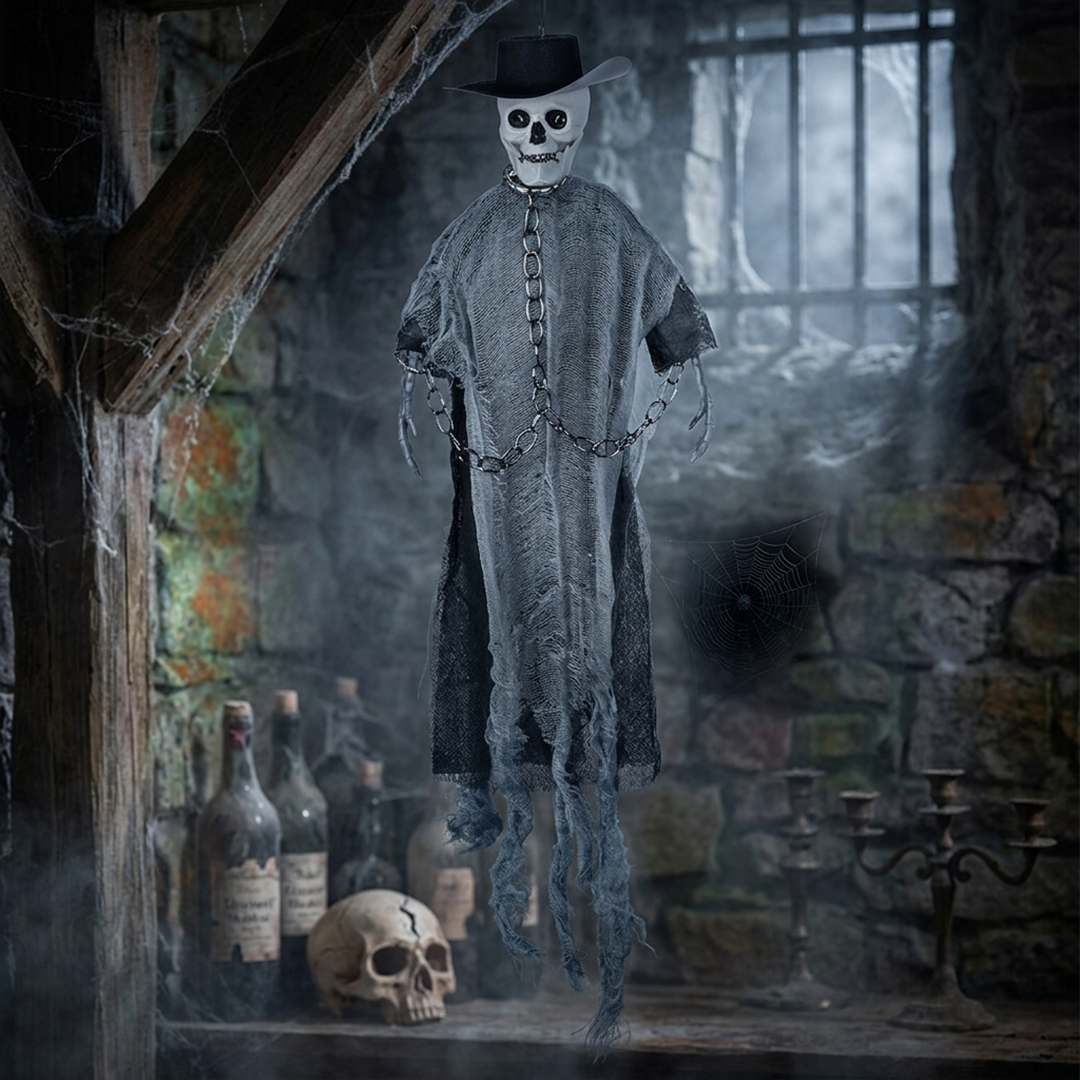 Priest Skeleton Settler Halloween Prop Hanging Decoration 40cm View 2