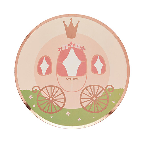 Princess Carriage Round Paper Plates 23cm - Pack of 8