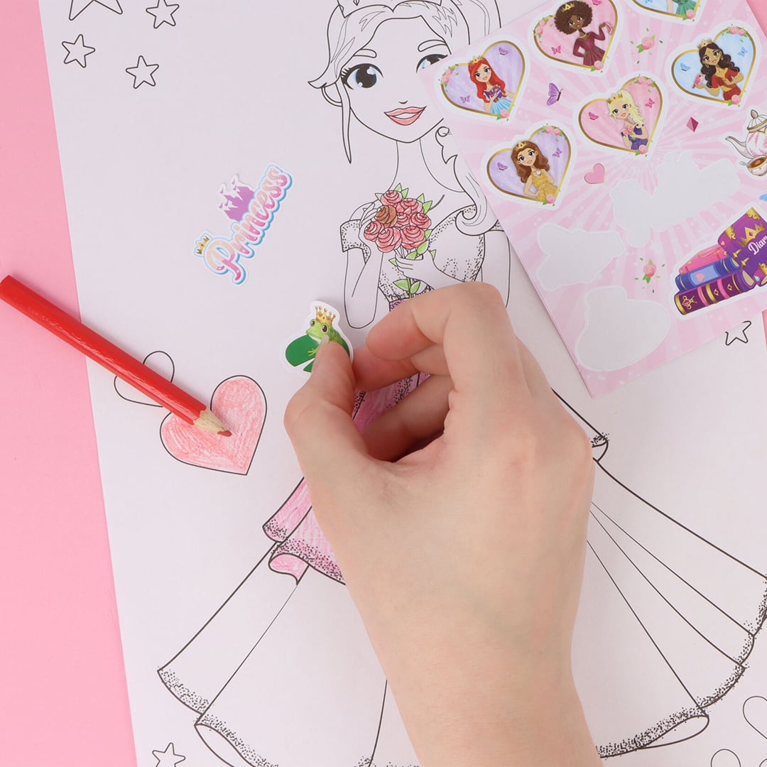 Princess Colouring Set with Mini Pencils & Stickers View 3