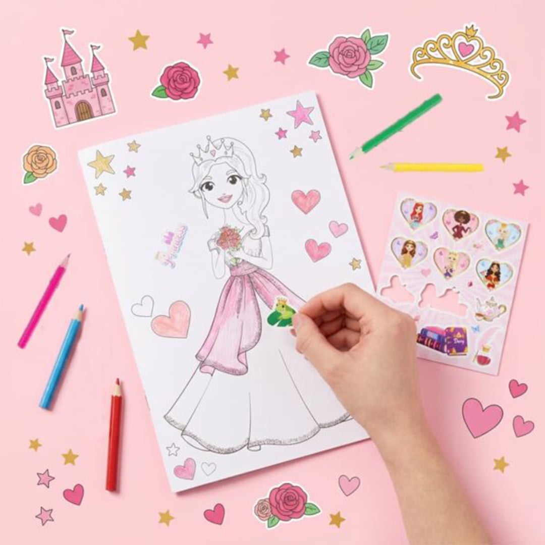 Princess Colouring Set with Mini Pencils & Stickers View 2