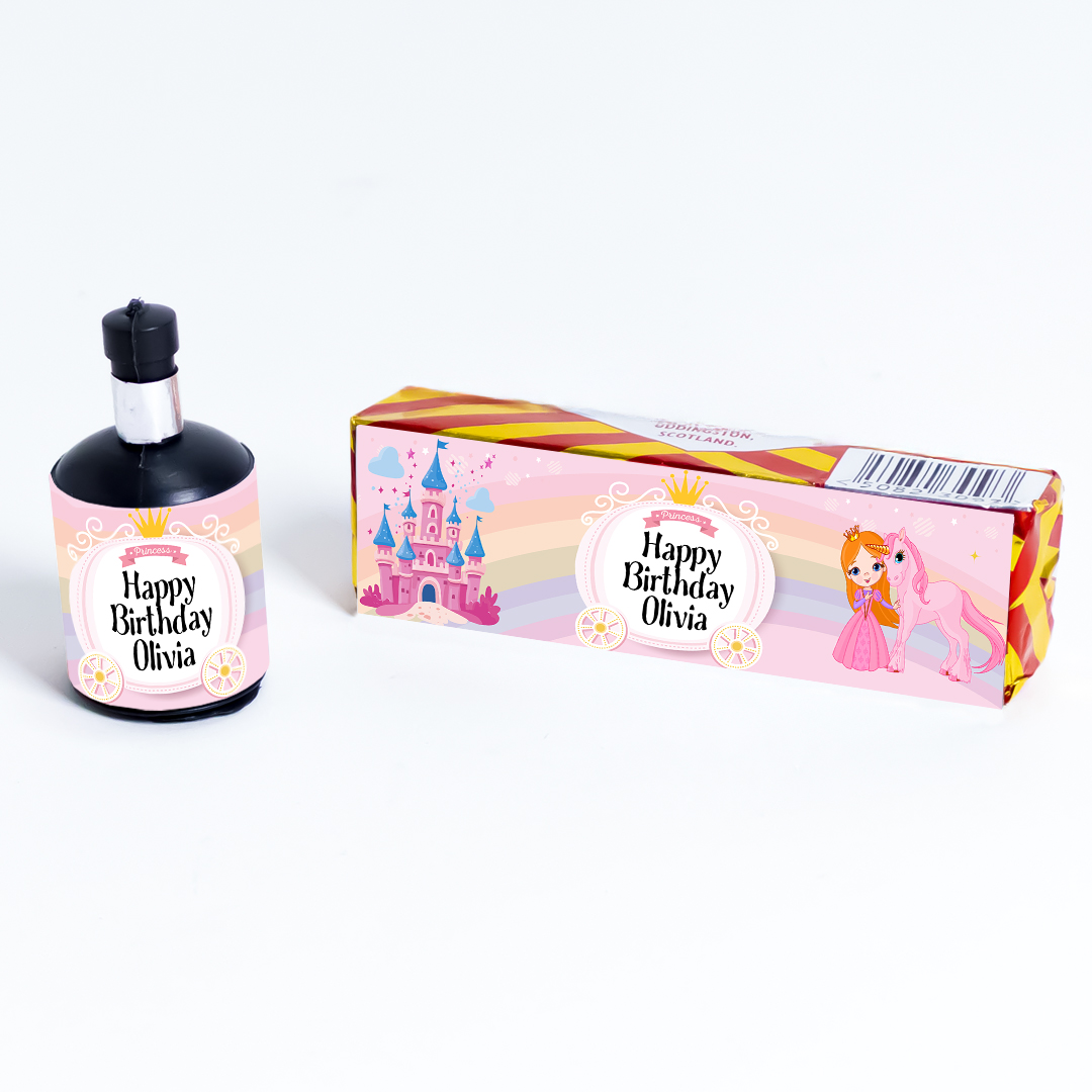 Princess Personalised Party Popper Packaging Label Stickers 9cm - Sheet of 16 Product Gallery Image
