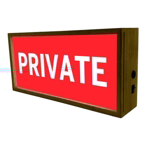 Private Red LED Light Box Wood Room Sign Product Gallery Image