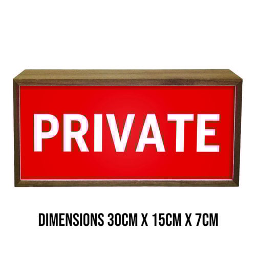 Private Red LED Light Box Wood Room Sign Product Gallery Image