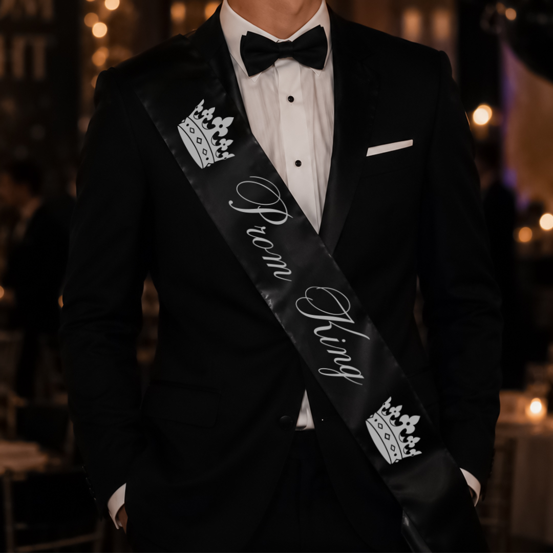 Prom King Black Elan Single Faced Satin Sash