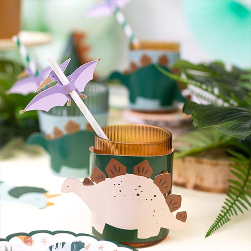 Pterodactyl Dinosaur Straws with Toppers - Pack of 6 Product Gallery Image