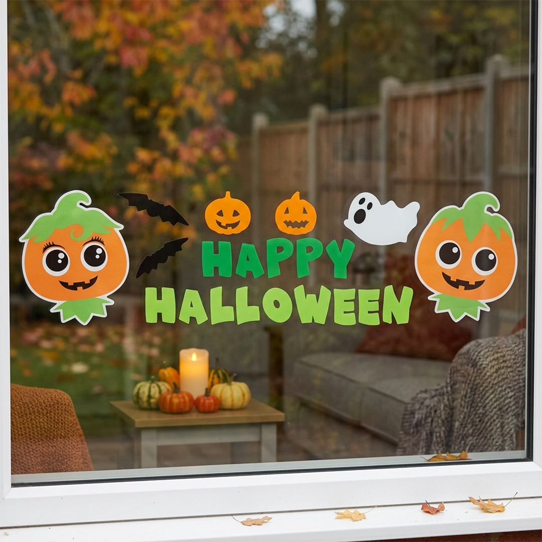 Pumpkin Boo Crew Halloween Gel Window Stickers