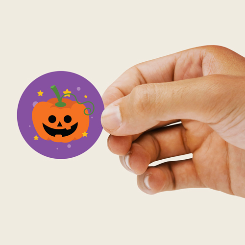 Pumpkin Purple Halloween Round Stickers 60mm - Sheet of 12 Product Gallery Image