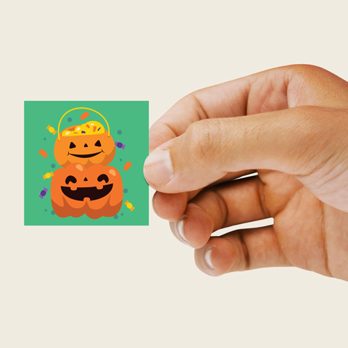 Pumpkin Green Halloween Round Square 95mm - Sheet of 4 Product Gallery Image