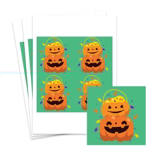 Pumpkin Green Halloween Round Square 95mm - Sheet of 4 Product Gallery Image