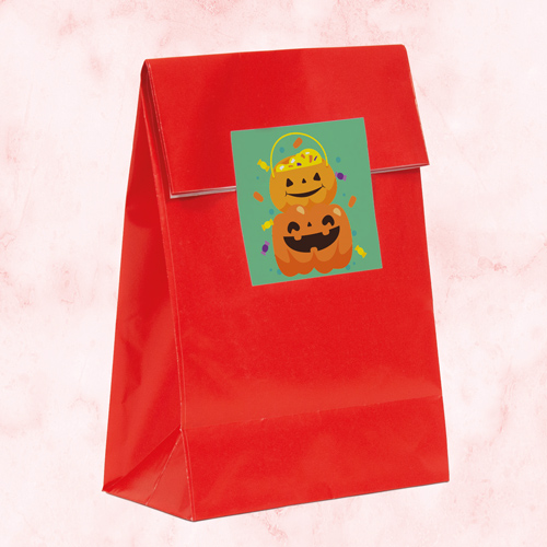 Pumpkin Green Halloween Square Stickers 60mm - Sheet of 12 Product Gallery Image