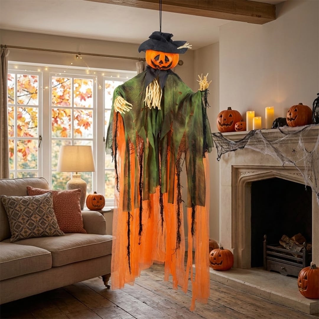 Pumpkin Scarecrow Hanging Prop Halloween Decoration 1m