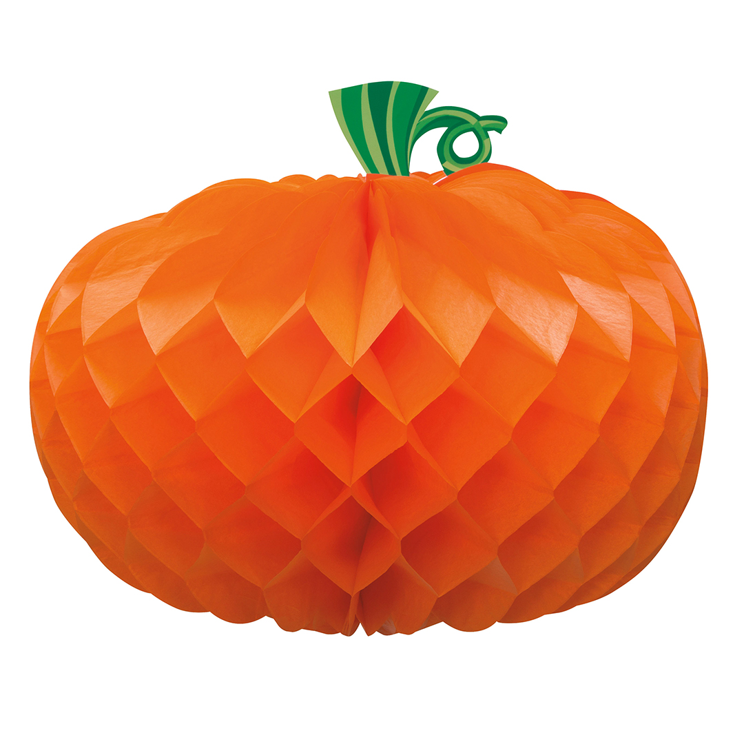 Pumpkin Shaped Halloween Honeycomb Centrepiece Decoration 27cm