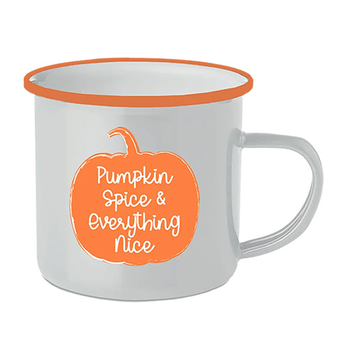 Pumpkin Spice Halloween White Enamel Mug Product Image