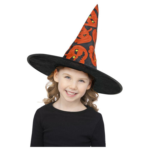 Pumpkin Witch Hat Fancy Dress Unisex Kids One Size Product Image