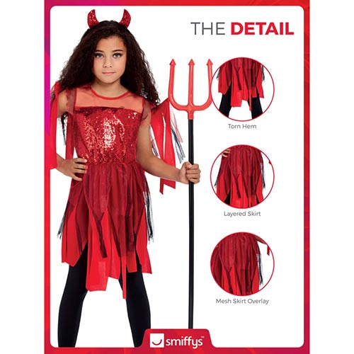 Punk Red Devil Girls Fancy Dress Costume Kids Medium - Age 7-9 Product Gallery Image
