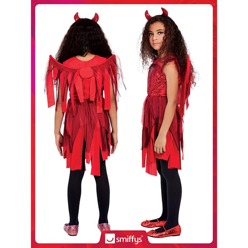 Punk Red Devil Girls Fancy Dress Costume Kids Medium - Age 7-9 Product Gallery Image
