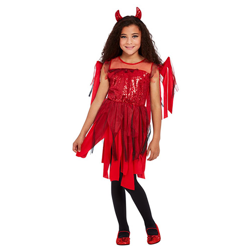 Punk Red Devil Girls Fancy Dress Costume Kids Medium - Age 7-9 Product Gallery Image