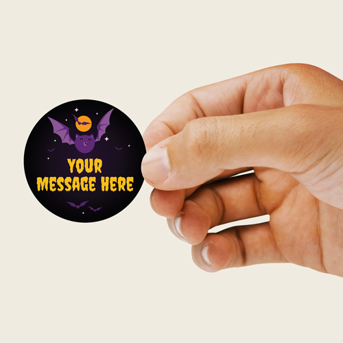 Purple Bat Custom Halloween Round Stickers 88mm - Sheet of 6 Product Gallery Image