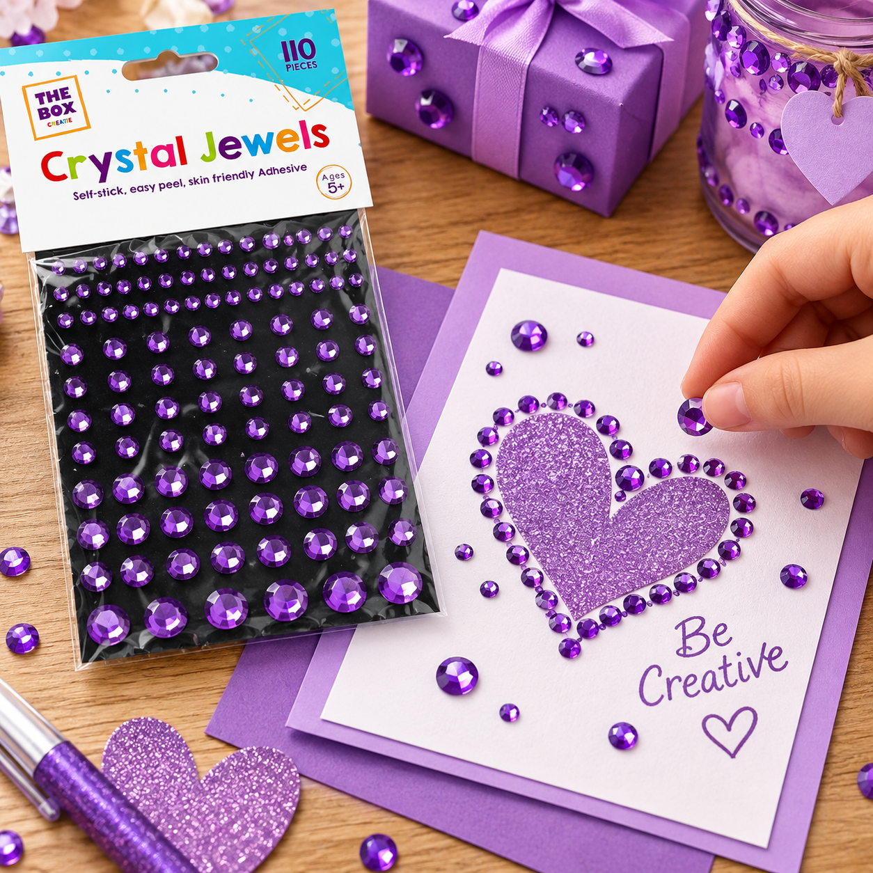 Purple Crystal Jewels Self Adhesive Decorative Craft Gems - Pack of 110