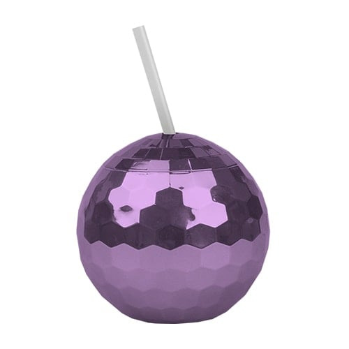 Purple Disco Ball Tumbler With Straw 500ml Product Gallery Image