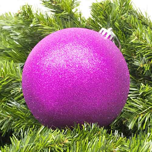 Purple Glitter Shatterproof Christmas Bauble 15cm Sparkle Tree Decoration Product Gallery Image