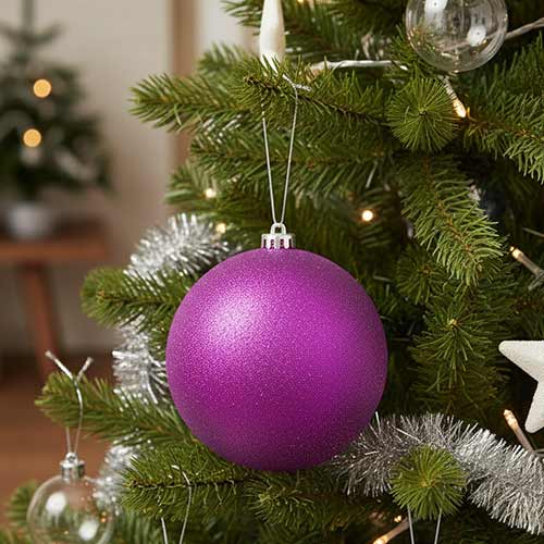 Purple Glitter Shatterproof Christmas Bauble 15cm Sparkle Tree Decoration