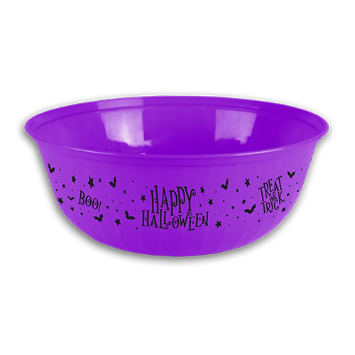 Purple Happy Halloween Round Reusable Plastic Treat Bowl 30cm Product Image