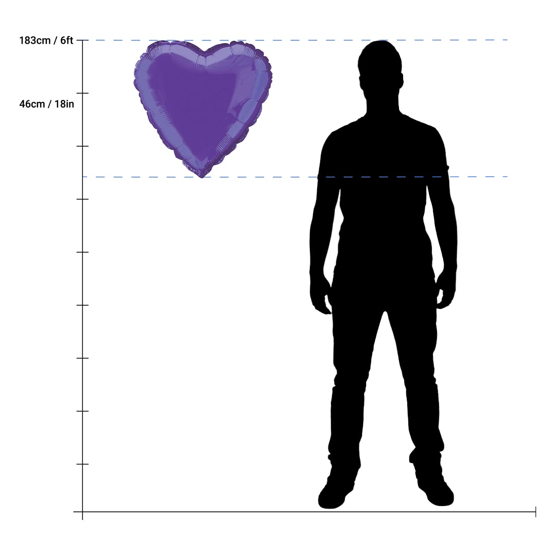 Purple Heart Shape Foil Helium Balloon 46cm / 18 in Product Gallery Image