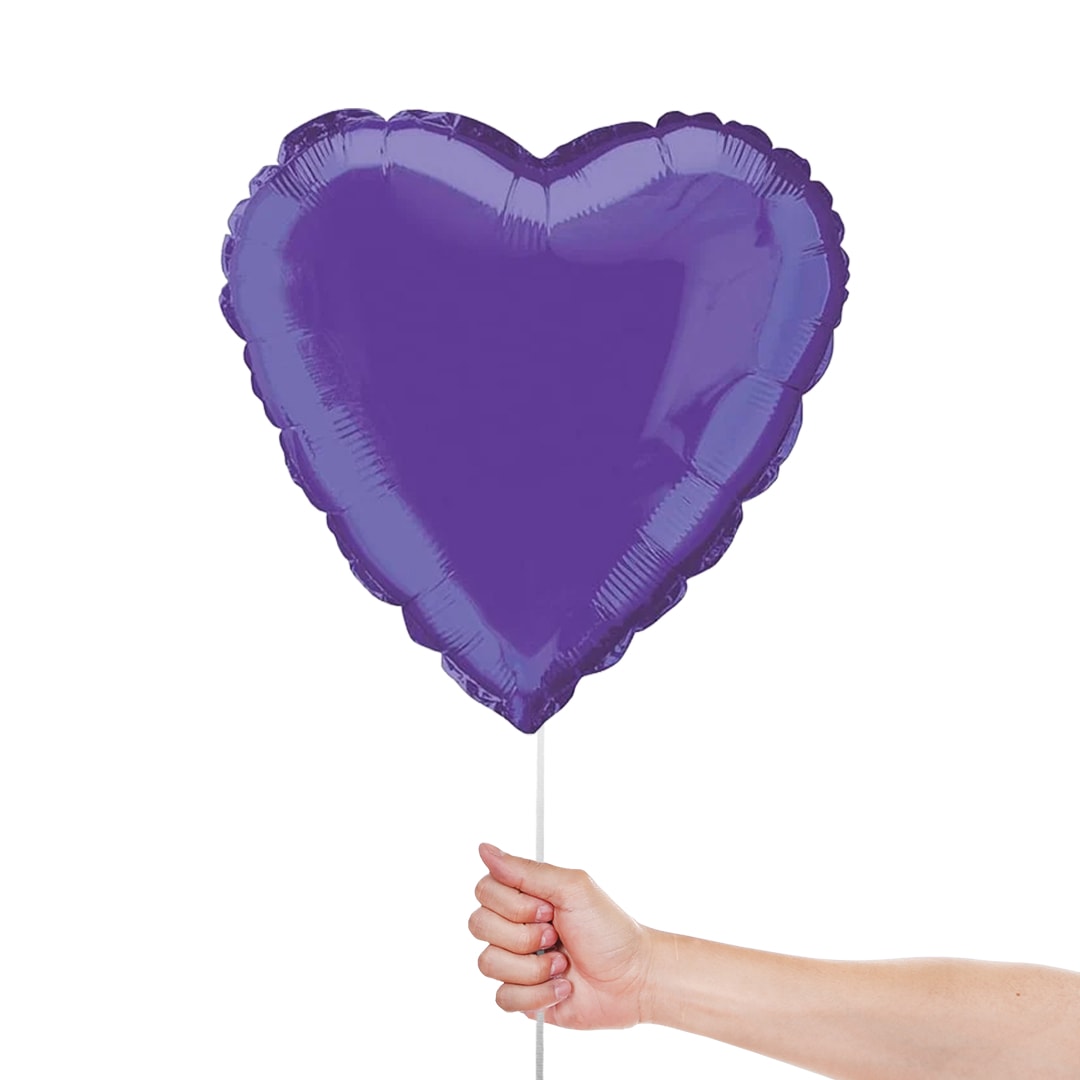Purple Heart Shape Foil Helium Balloon 46cm / 18 in Product Gallery Image