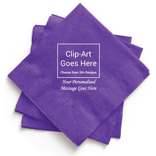 Purple Personalised Napkin - Pack of 50