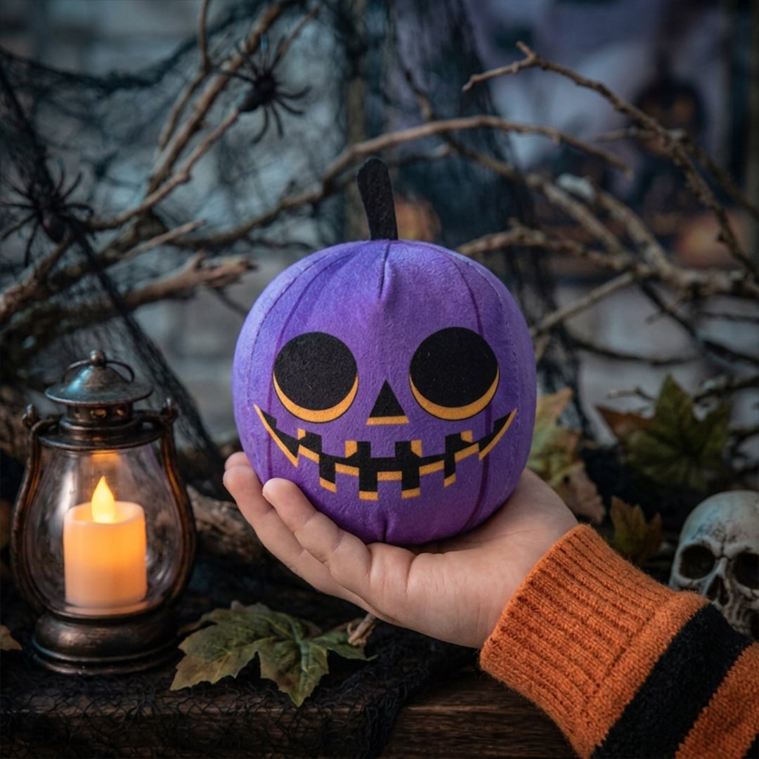 Purple Pumpkin Halloween Soft Toy Plush 13cm