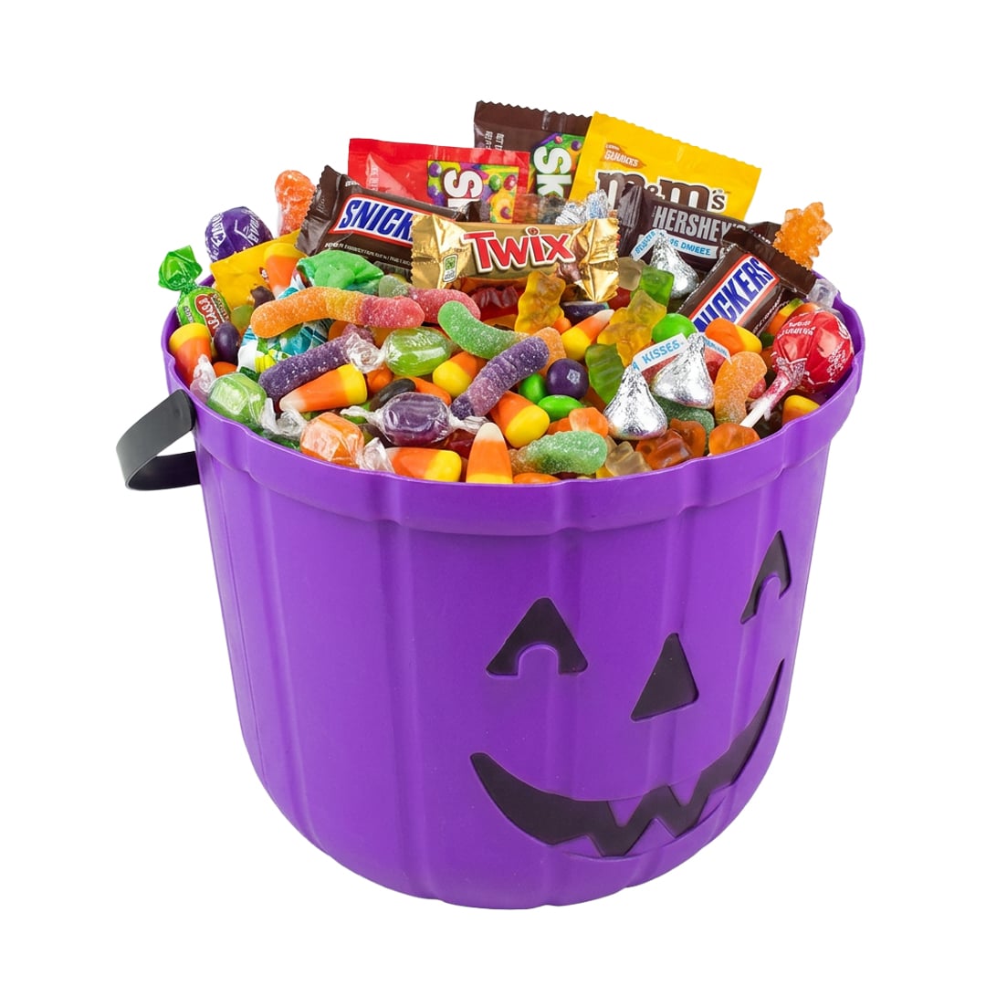 Purple Pumpkin Halloween Trick or Treat Plastic Bucket 25cm