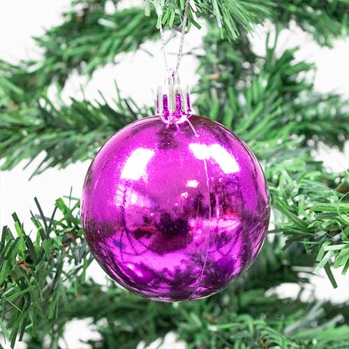 Purple Shatterproof Christmas Baubles 6cm - Pack of 6 Product Gallery Image