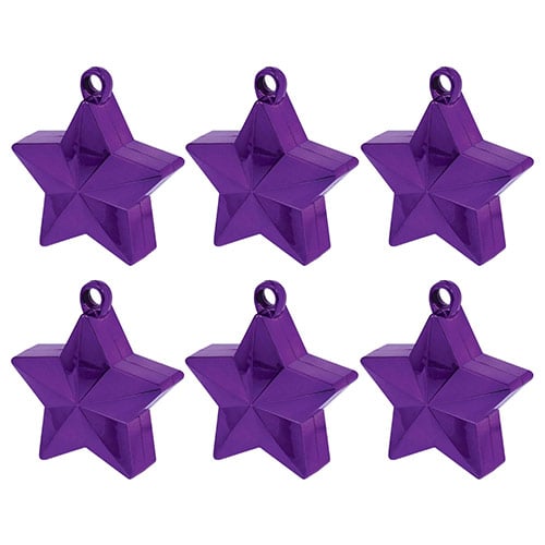 Purple Star Balloon Weights - Pack of 6 Product Gallery Image