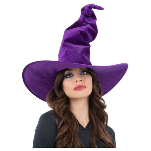 Purple Velour Witch Hat Fancy Dress Costume Accessory Unisex Adult One Size Product Image