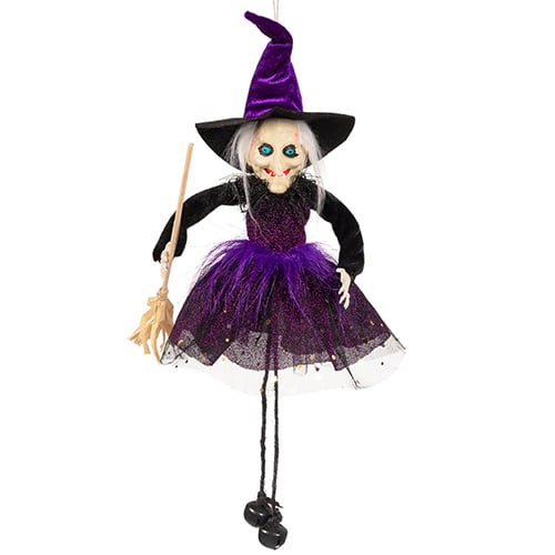 Purple Wicked Witch Hanging Halloween Prop Decoration 15cm Product Gallery Image