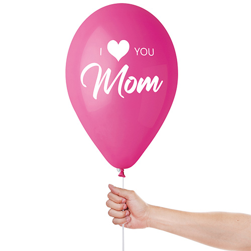 Queen of All Moms Pink & White Latex Balloons 33cm / 13 in - Pack of 6 Product Gallery Image
