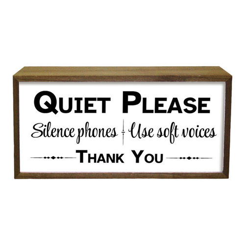 Quiet Please Silence Phones LED Light Box Wood Room Sign Product Gallery Image