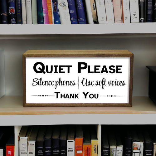 Quiet Please Silence Phones LED Light Box Wood Room Sign Product Gallery Image