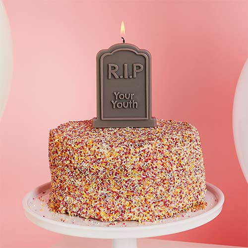 R.I.P Your Youth Gravestone Shaped Birthday Cake Wax Candle Product Gallery Image