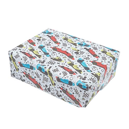 Race Car Blue Gift Wrapping Paper Roll 3m