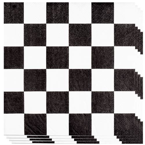 Racing Black And White Chequered Biodegradable Luncheon Napkins 33cm 3Ply - Pack of 20 Product Image